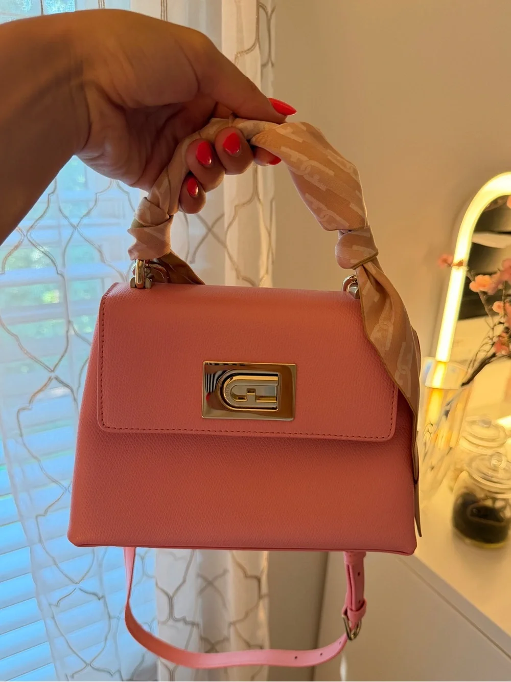 Furla 1927 Mini Top Handle Bag with Silk Furla Scarf
